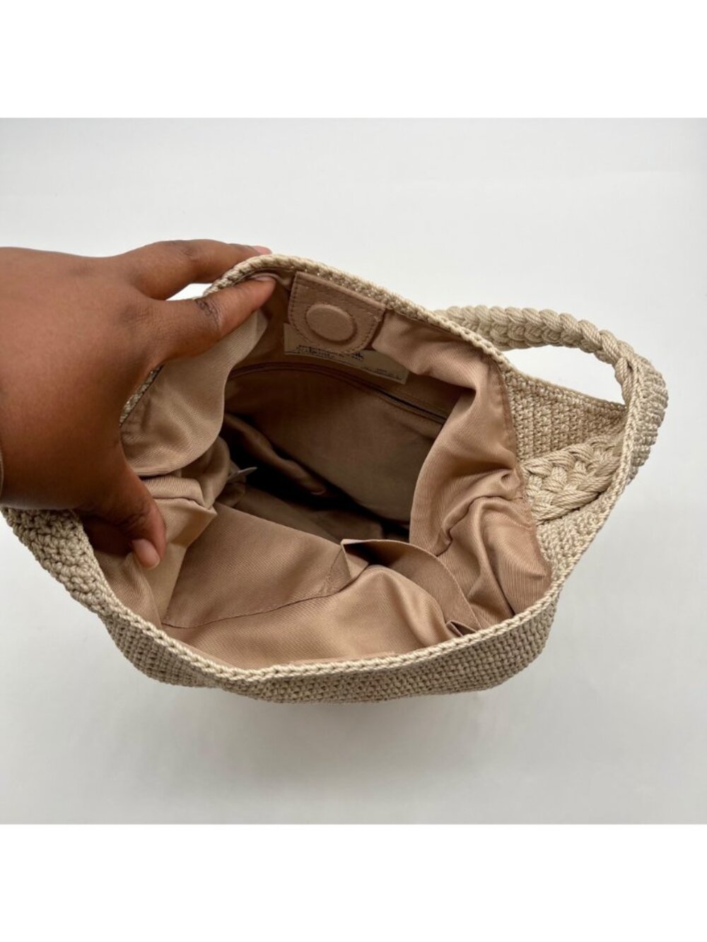 The Sak Tan Crocheted Crossbody Bag with Multicolor Sunburst Embroidery - Picture 10 of 10